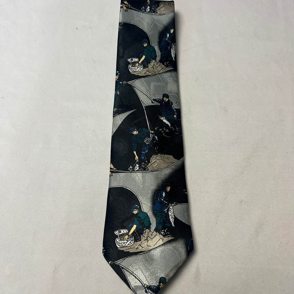 American Sports Necktie Fishing Theme Novelty‎ Polyester Men's Tie Classic 3.5"